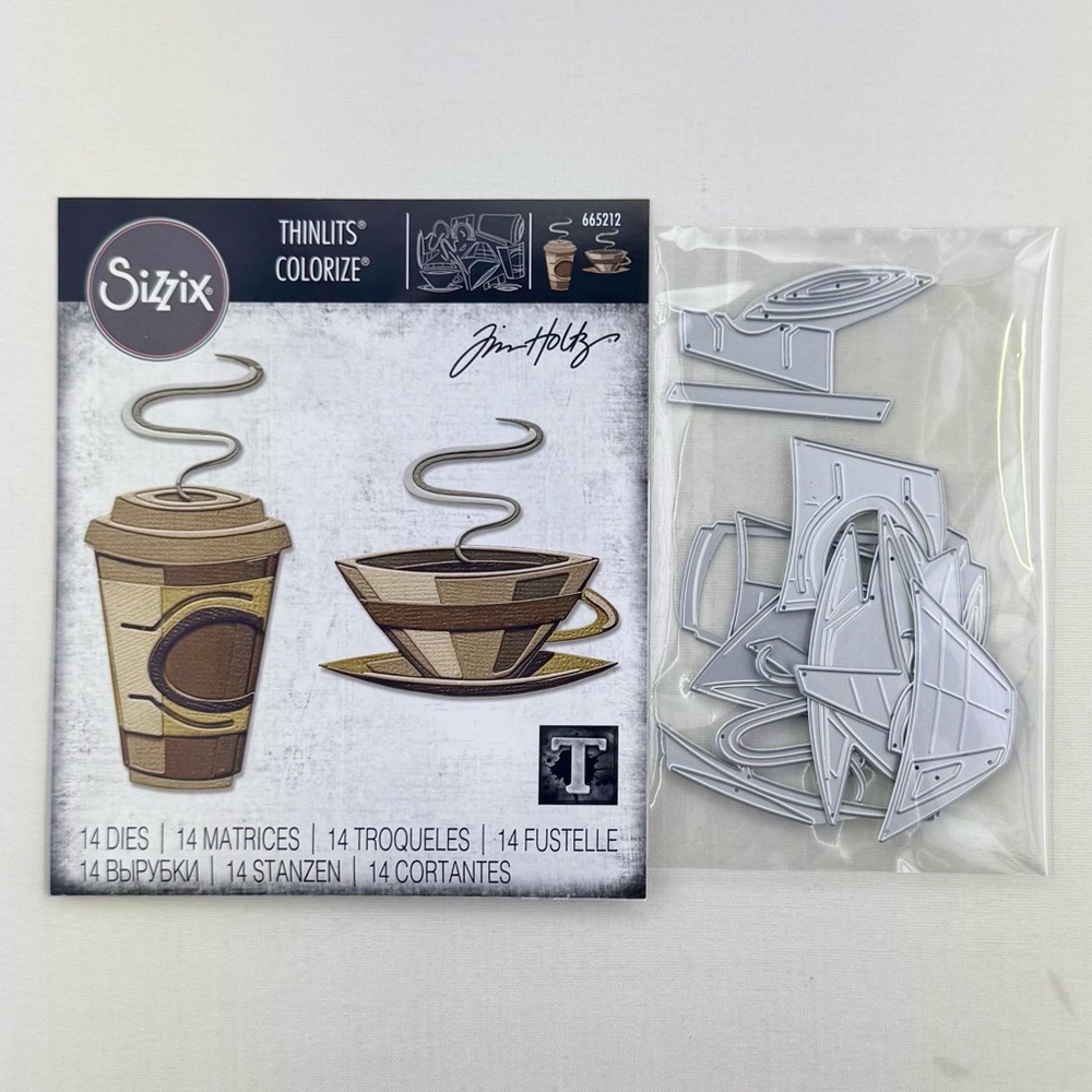 Tim Holtz Sizzix Thinlits Colorize Cafe Coffee Dies 665212 Yr. 2020 - Picture 3 of 3